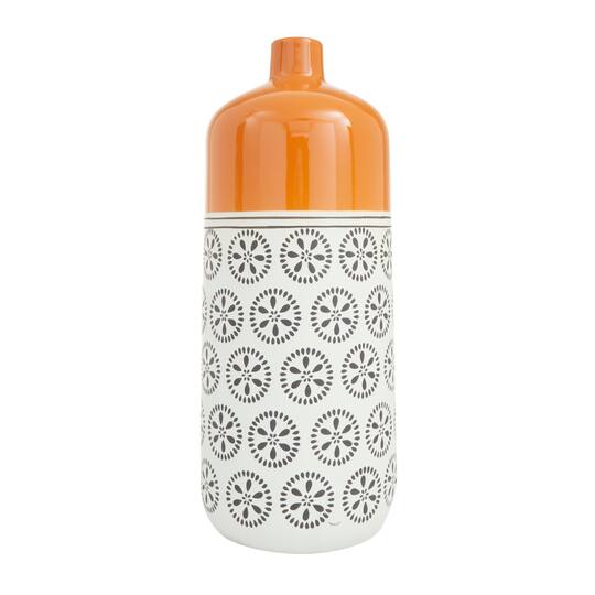 White Stoneware Transitional Vase, 20" x 12" x 10"